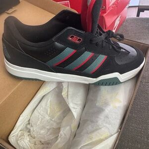 Adidas Men's Black and Red Striped Sneakers